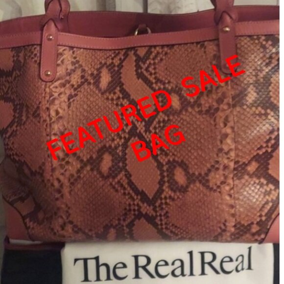 Gucci Handbags - GUCCI Python Craft Medium Satchel- Coral/Pink & Brown  AUTHENTICATED